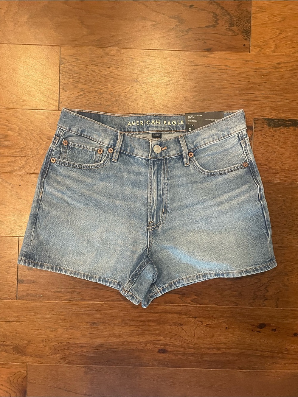 American Eagle High Rise Strigid Denim Shorts